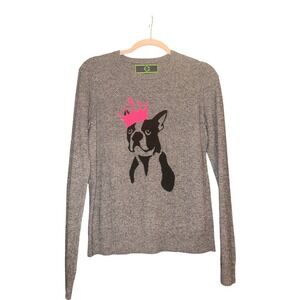 C. Wonder Gray French Bulldog Boston Terrier Crown Graphic Sweater Womens Small